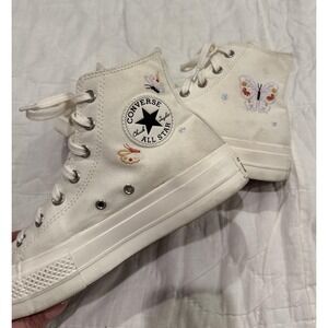 Converse Chuck Taylor All Star White High Top Sneakers with Butterfly Embroidery